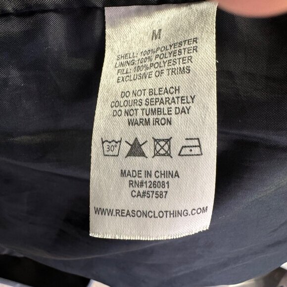 Reason Brand sweatshirt Men's Medium Black & Gray Hoodie  "Reason" Sleeve Print - Picture 4 of 12